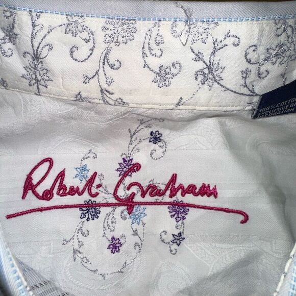 Robert Graham Mens Shirt XL Striped Button Down Flip Cuff Cotton Long Sleeve - Picture 3 of 9